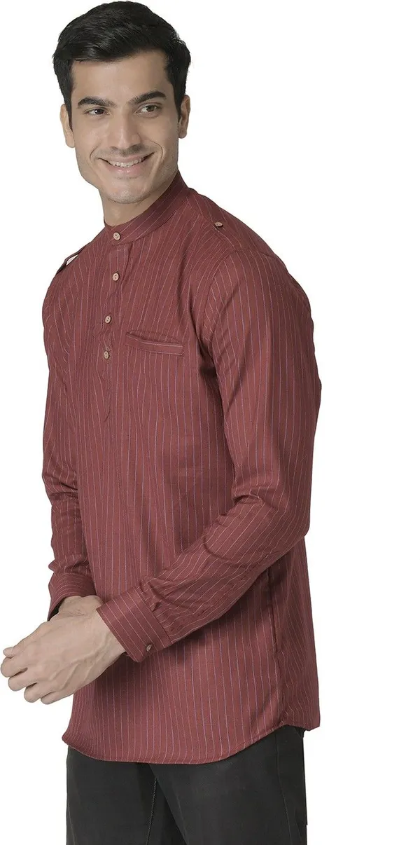 Tabard_Men_Striped_Straight_Kurta_(Red)