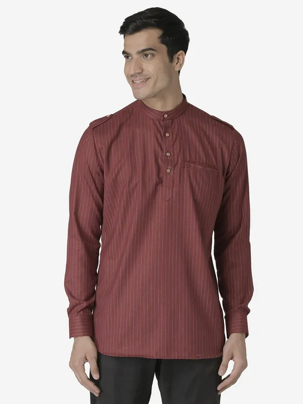 Tabard_Men_Striped_Straight_Kurta_(Red)