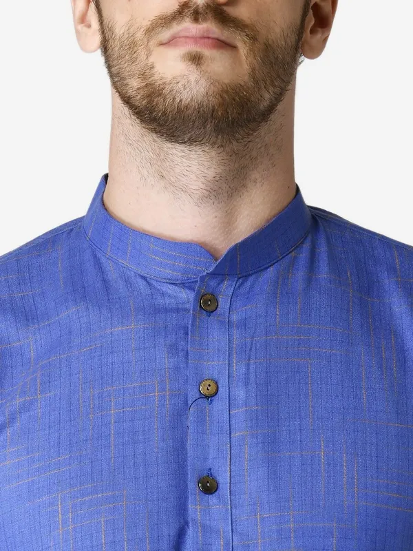 Tabard_Men_Checkered_Straight_Kurta_(Blue)