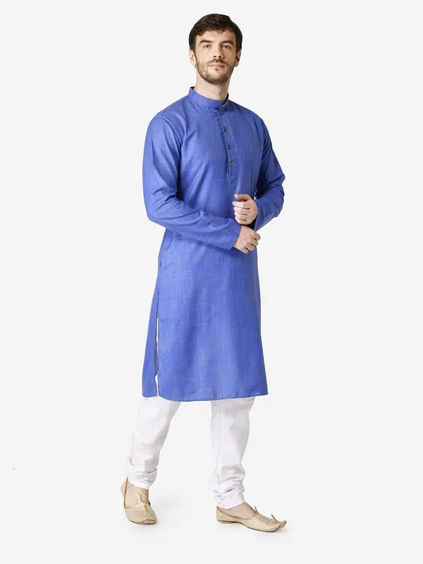 Tabard_Men_Checkered_Straight_Kurta_(Blue)