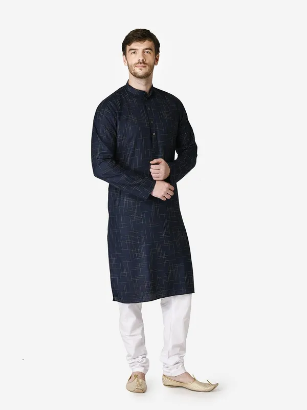 Tabard_Men_Printed_Straight_Kurta_(Blue)