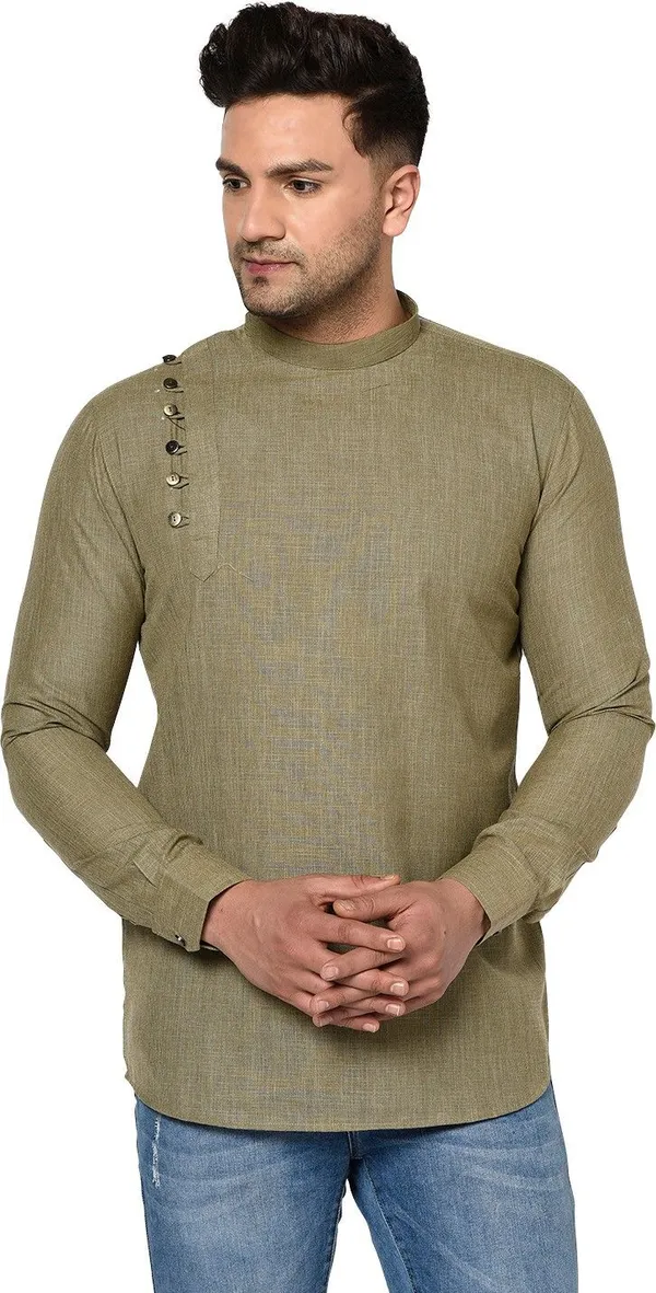 Tabard_Men_Solid_Straight_Kurta_(Brown)