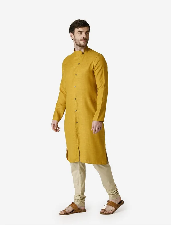 Tabard_Men_Solid_Straight_Kurta_(Yellow)