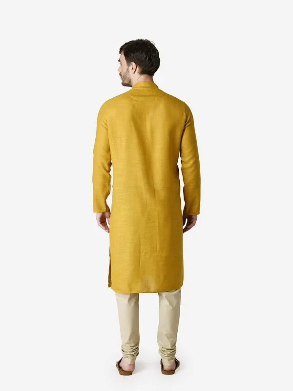 Tabard_Men_Solid_Straight_Kurta_(Yellow)