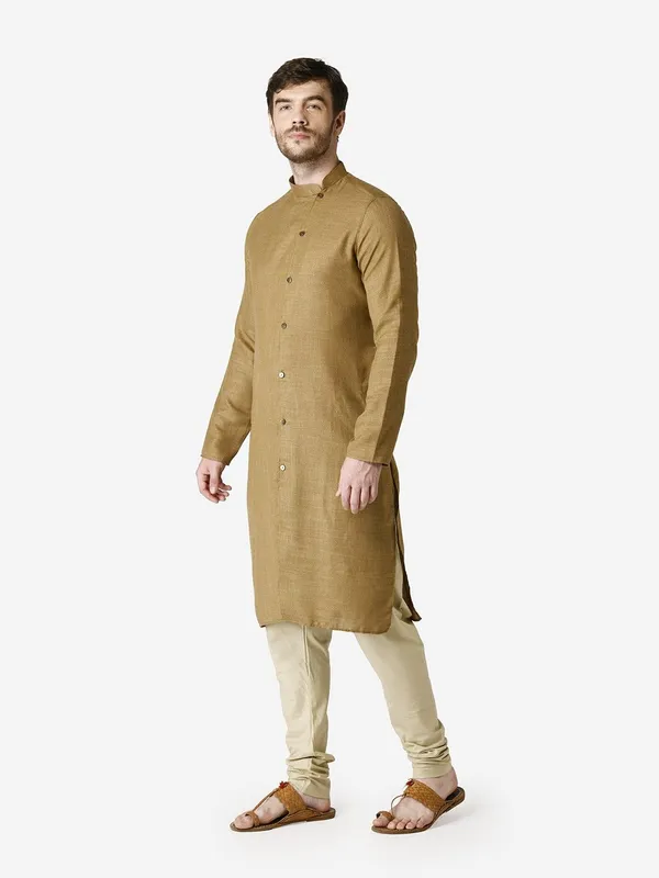 Tabard_Men_Solid_Straight_Kurta_(Brown)