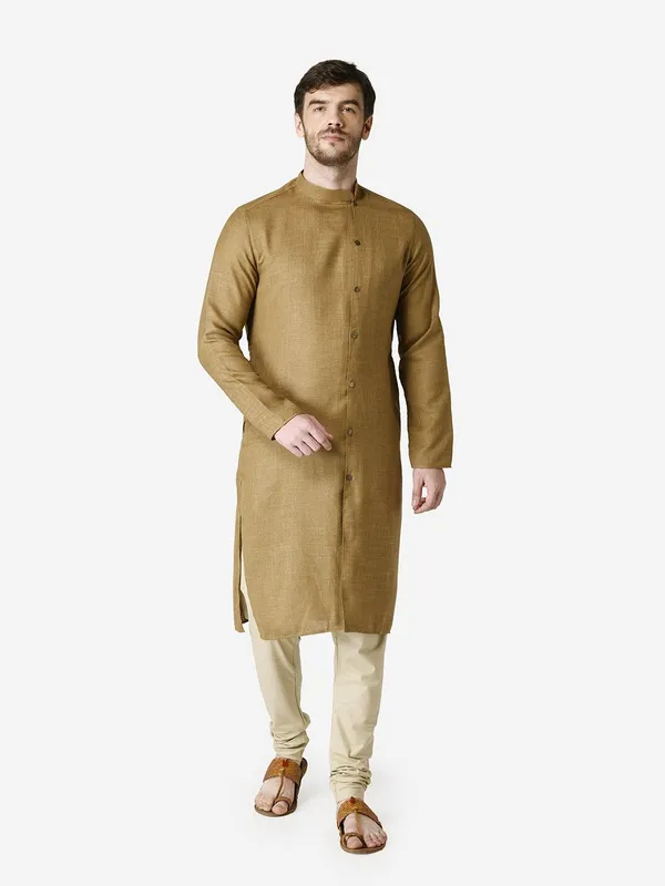 Tabard_Men_Solid_Straight_Kurta_(Brown)
