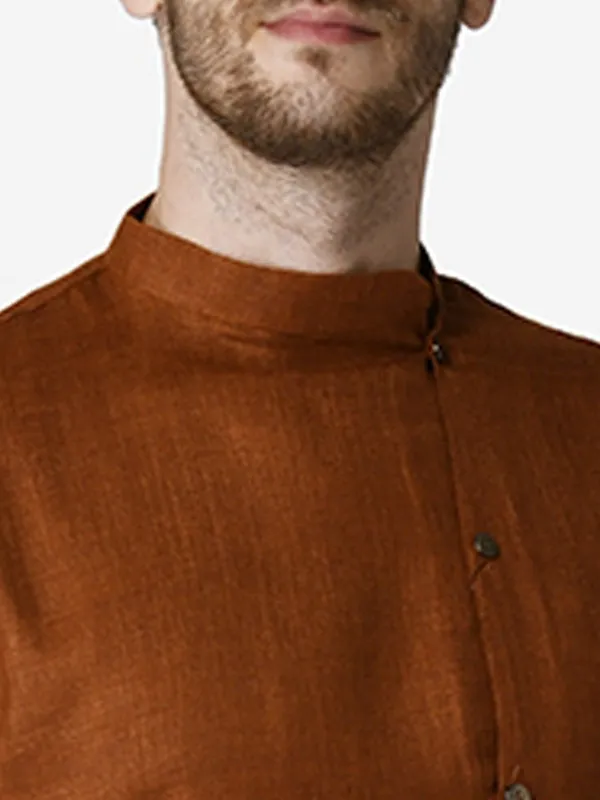 Tabard_Men_Solid_Straight_Kurta_(Orange)