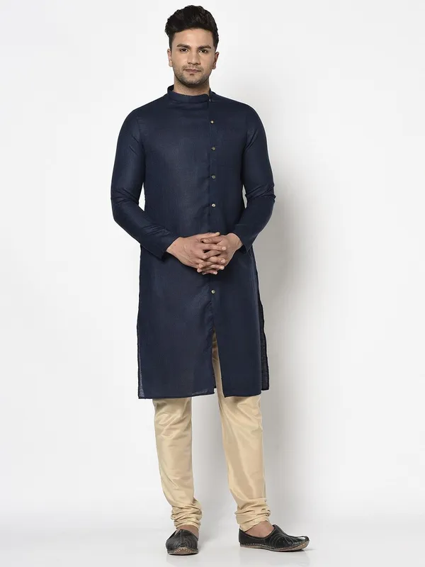 Tabard_Men_Solid_Straight_Kurta_(Blue)