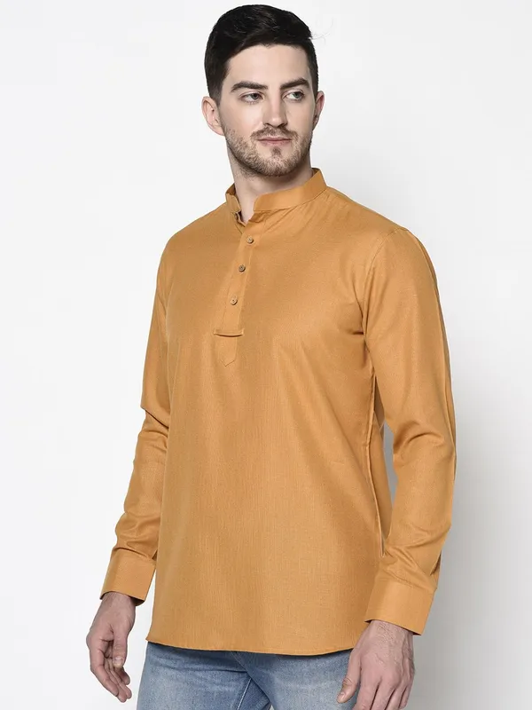 Tabard_Men_Solid_Straight_Kurta_(Yellow)