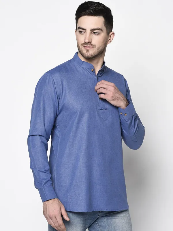 Tabard_Men_Solid_Straight_Kurta_(Blue)
