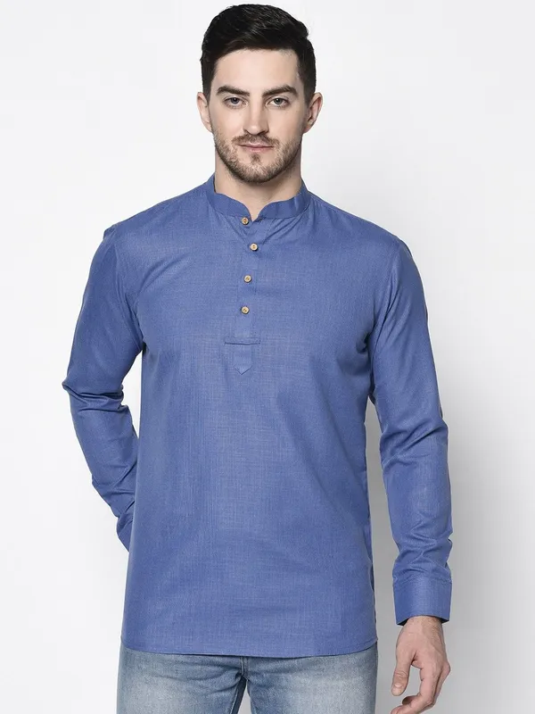 Tabard_Men_Solid_Straight_Kurta_(Blue)