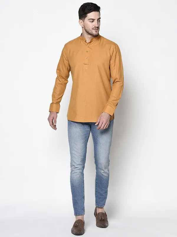 Tabard_Men_Solid_Straight_Kurta_(Yellow)