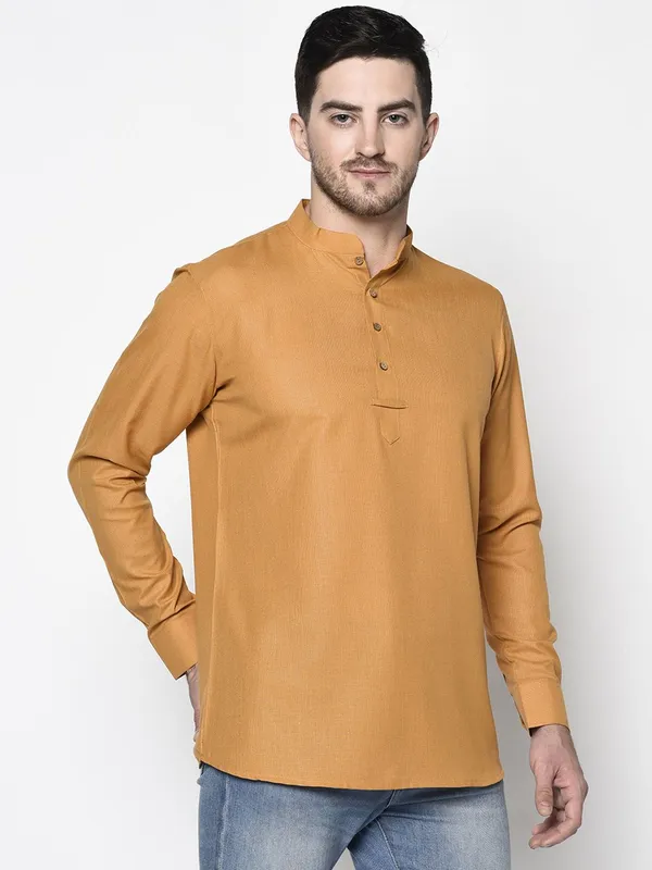 Tabard_Men_Solid_Straight_Kurta_(Yellow)