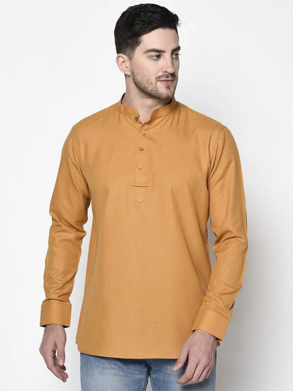 Tabard_Men_Solid_Straight_Kurta_(Yellow)