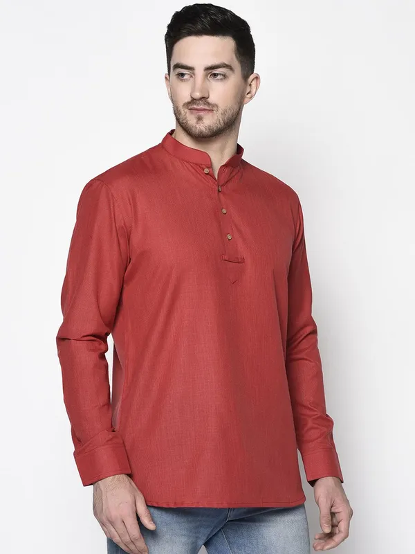 Tabard_Men_Solid_Straight_Kurta_(Red)