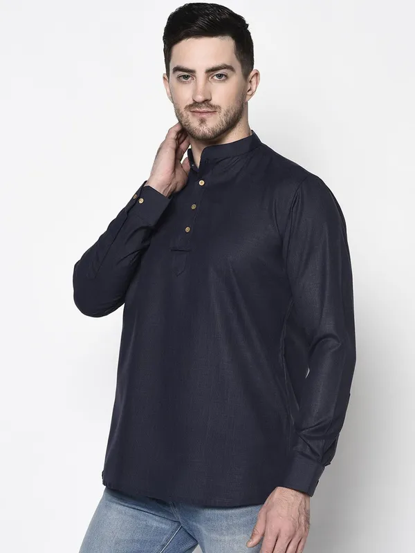 Tabard_Men_Solid_Straight_Kurta_(Blue)