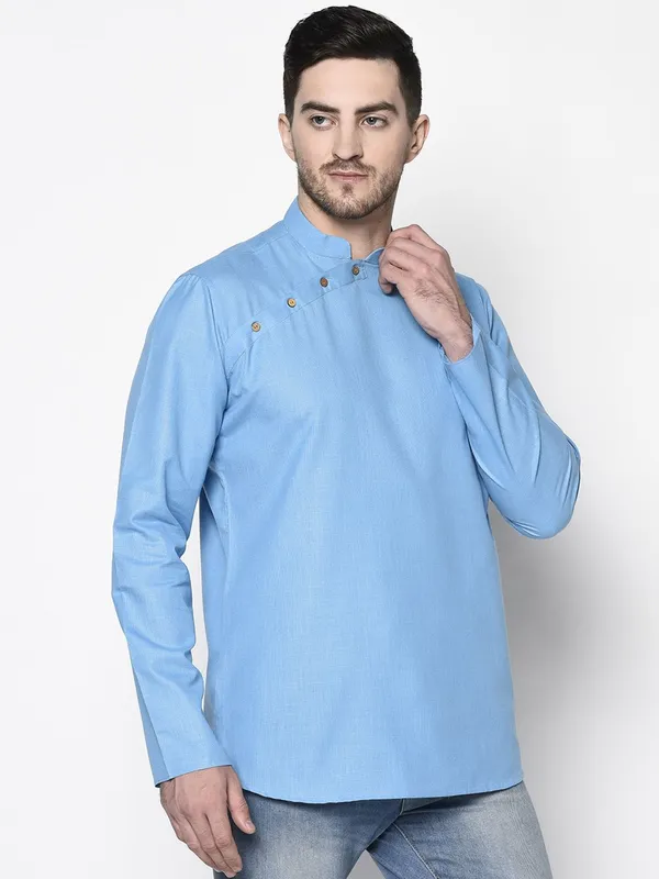 Tabard_Men_Solid_Straight_Kurta_(Light_Blue)