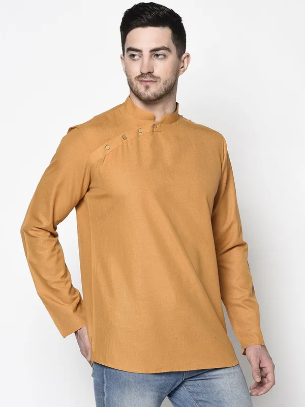 Tabard_Men_Solid_Straight_Kurta_(Yellow)