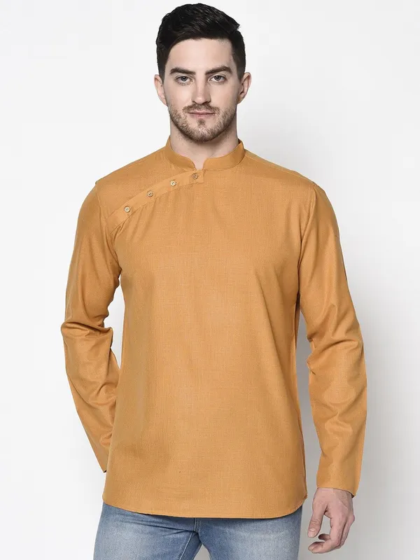 Tabard_Men_Solid_Straight_Kurta_(Yellow)
