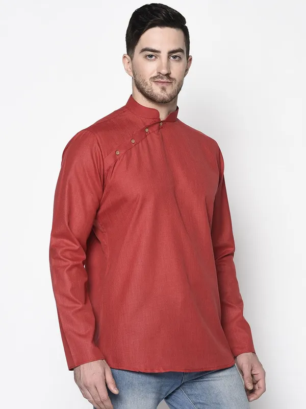 Tabard_Men_Solid_Straight_Kurta_(Red)