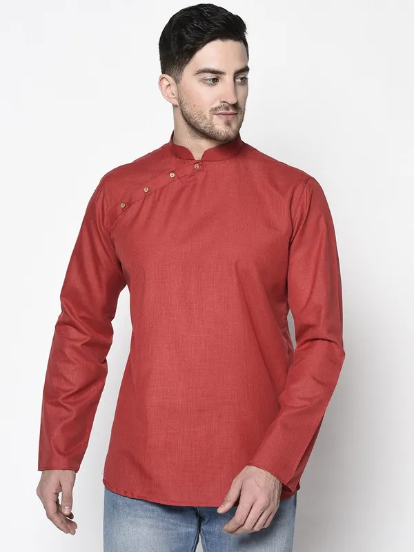 Tabard_Men_Solid_Straight_Kurta_(Red)