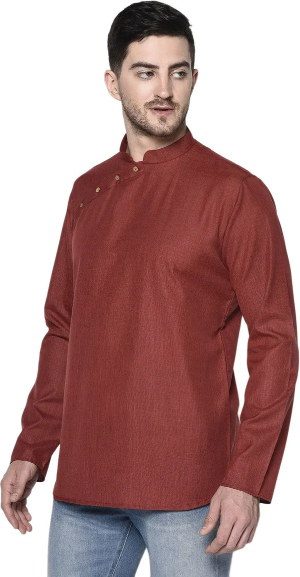 Tabard_Men_Solid_Straight_Kurta_(Maroon)