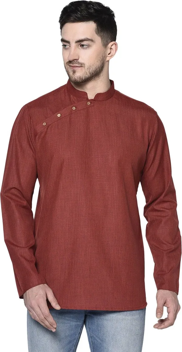 Tabard_Men_Solid_Straight_Kurta_(Maroon)