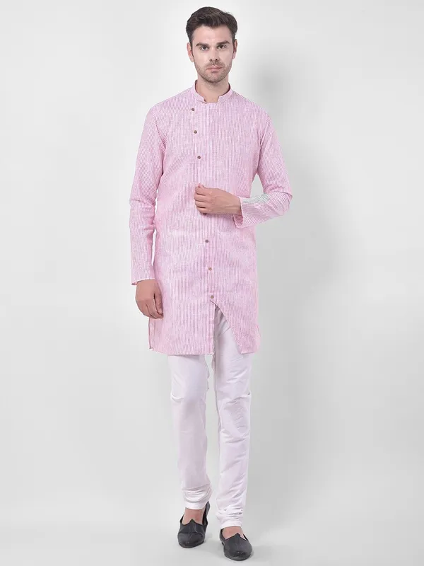 Tabard_Men_Striped_Straight_Kurta_(Pink)