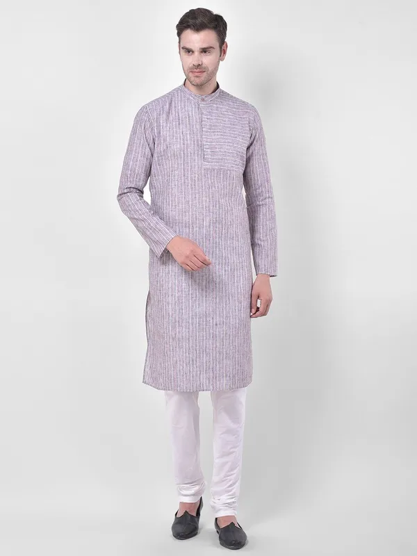 Tabard_Men_Striped_Straight_Kurta_(Grey)