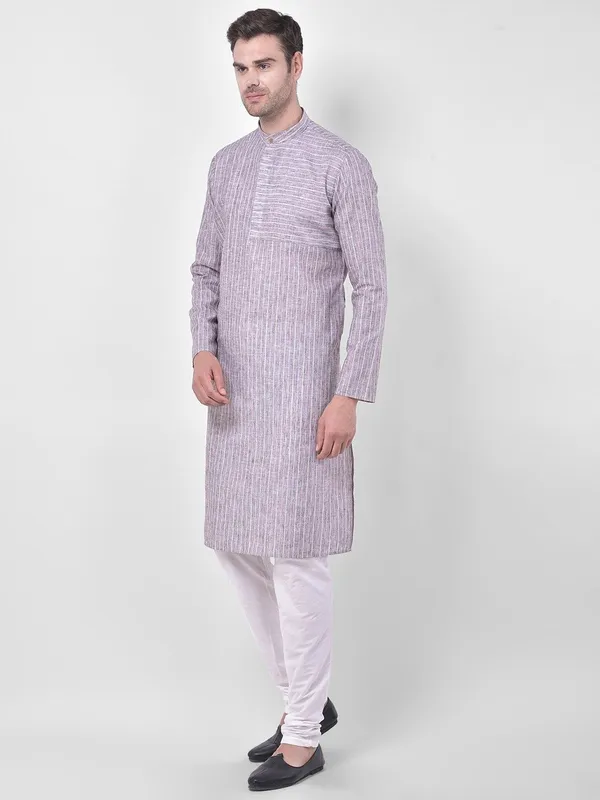 Tabard_Men_Striped_Straight_Kurta_(Grey)