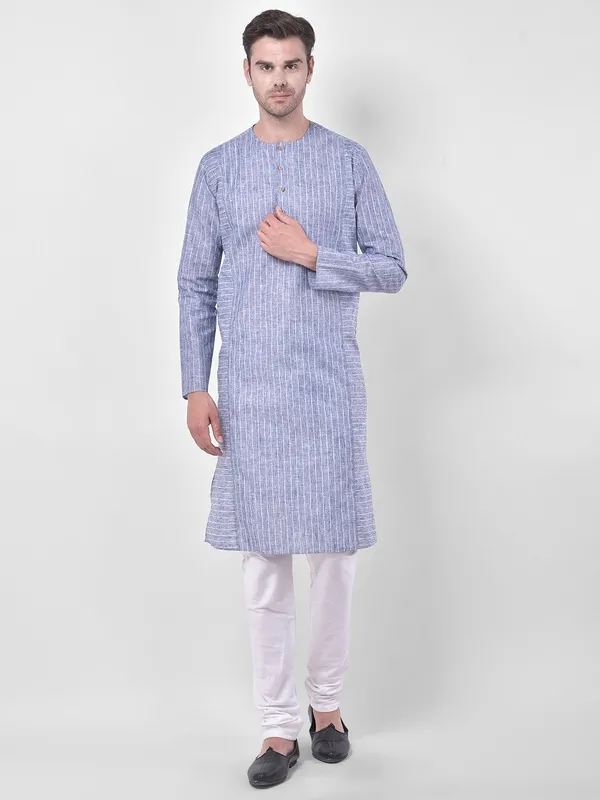 Tabard_Men_Striped_Straight_Kurta_(Grey)