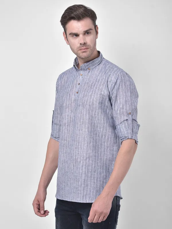 Tabard_Men_Striped_Straight_Kurta_(Grey)
