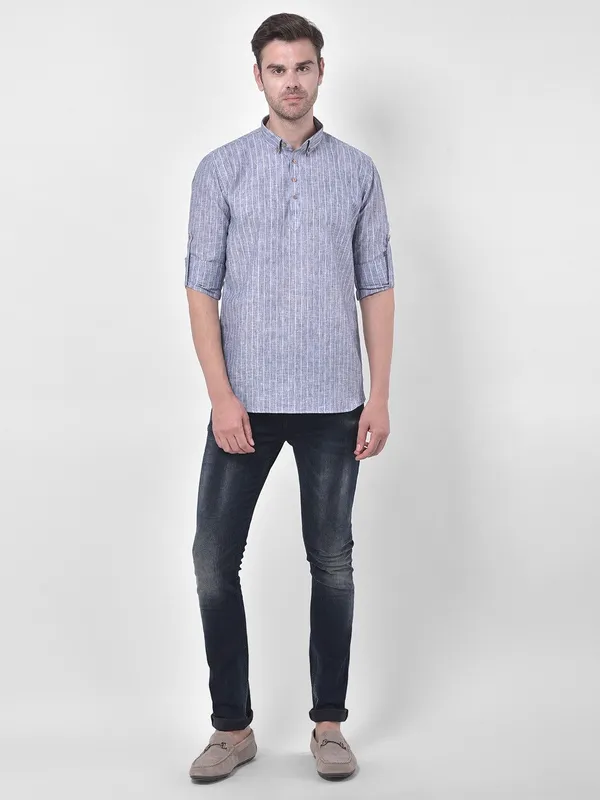 Tabard_Men_Striped_Straight_Kurta_(Grey)