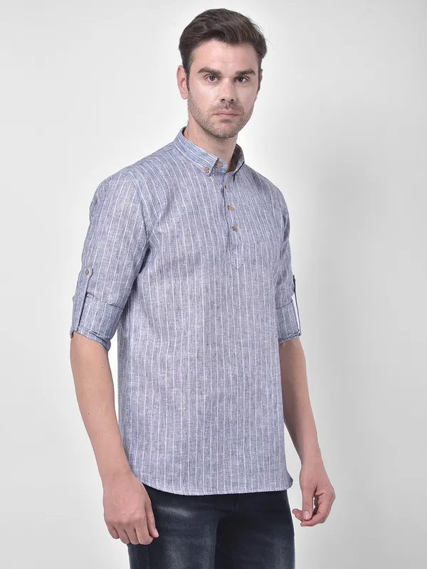 Tabard_Men_Striped_Straight_Kurta_(Grey)