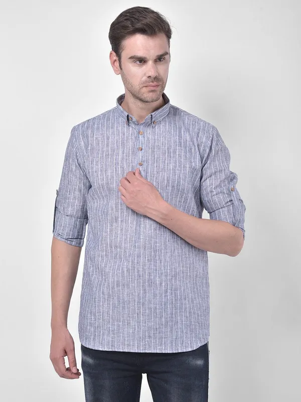 Tabard_Men_Striped_Straight_Kurta_(Grey)