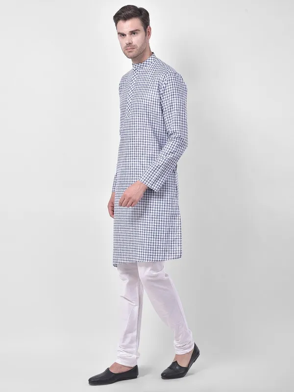 Tabard_Men_Checkered_Straight_Kurta_(Blue)