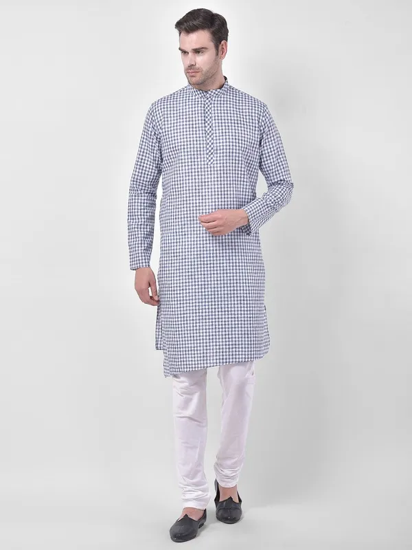 Tabard_Men_Checkered_Straight_Kurta_(Blue)