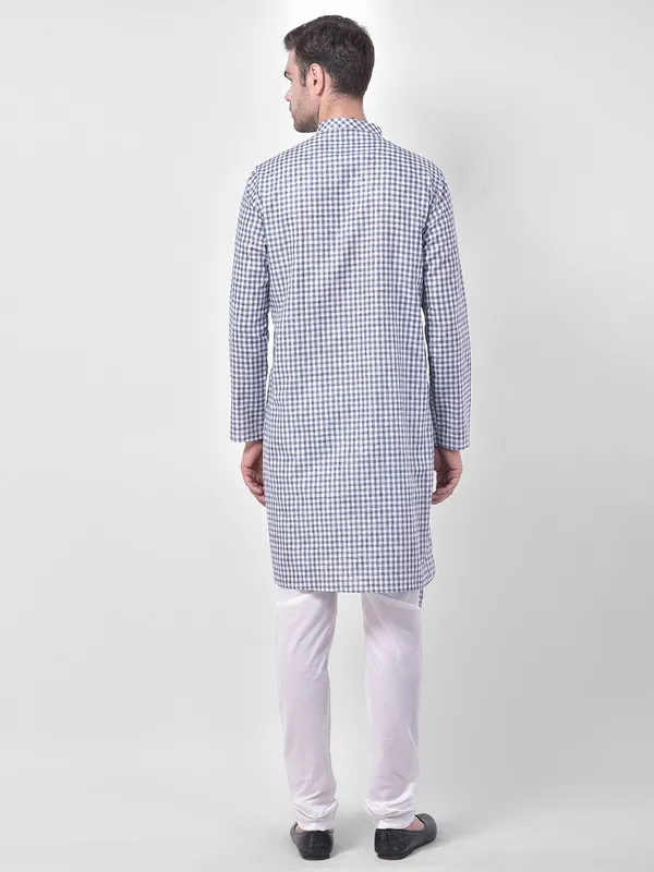 Tabard_Men_Checkered_Straight_Kurta_(Blue)