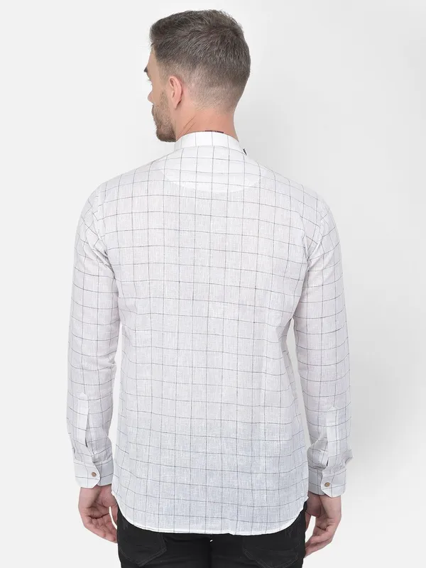 Tabard_Men_Checkered_Straight_Kurta_(White)