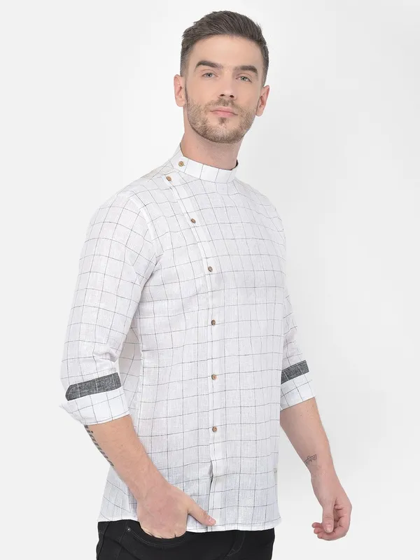 Tabard_Men_Checkered_Straight_Kurta_(White)