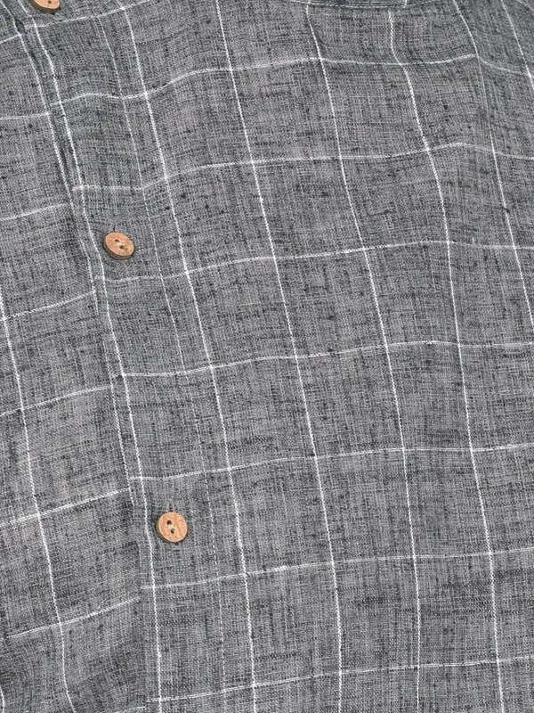 Tabard_Men_Checkered_Straight_Kurta_(Grey)