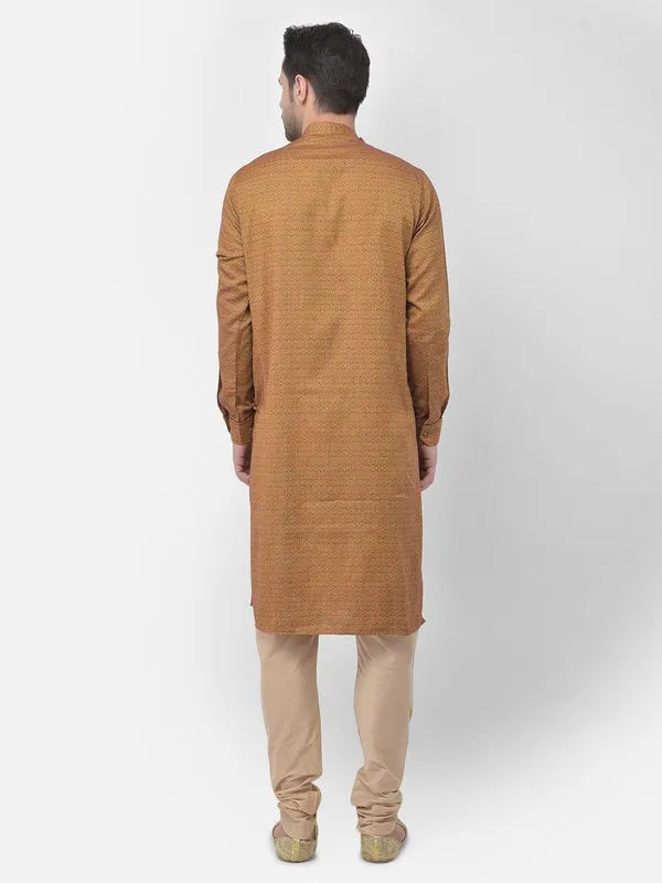 Tabard_Men_Printed_Asymmetric_Kurta_(Orange)