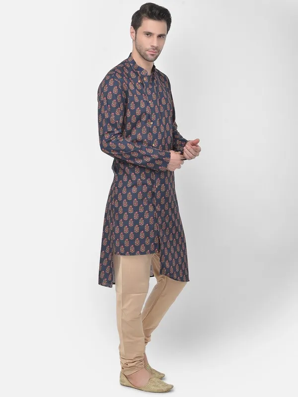 Tabard_Men_Printed_Asymmetric_Kurta_(Blue)