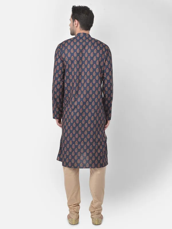 Tabard_Men_Printed_Asymmetric_Kurta_(Blue)