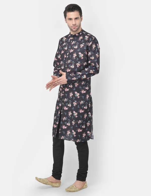 Tabard_Men_Printed_Straight_Kurta_(Black)