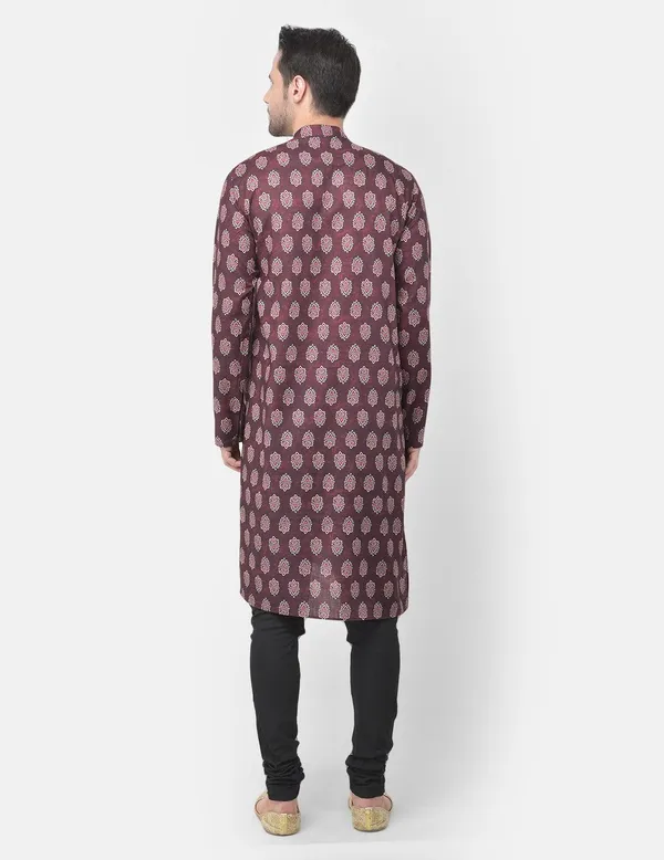 Tabard_Men_Printed_Asymmetric_Kurta_(Maroon)