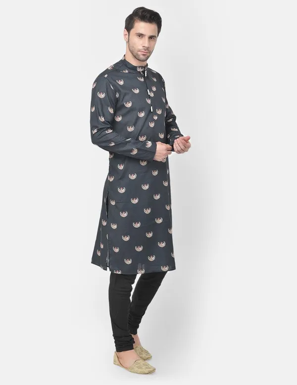 Tabard_Men_Printed_Straight_Kurta_(Black)