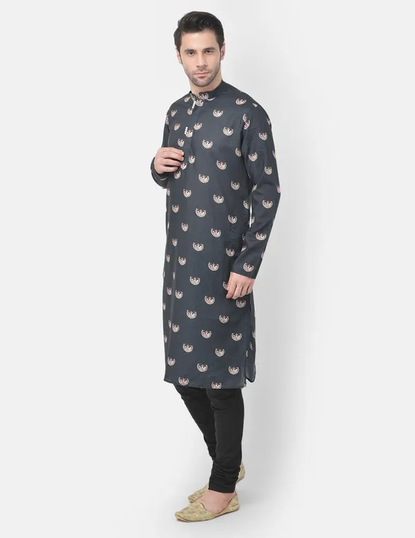 Tabard_Men_Printed_Straight_Kurta_(Black)