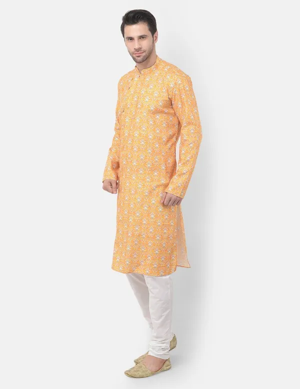 Tabard_Men_Printed_Straight_Kurta_(Yellow)
