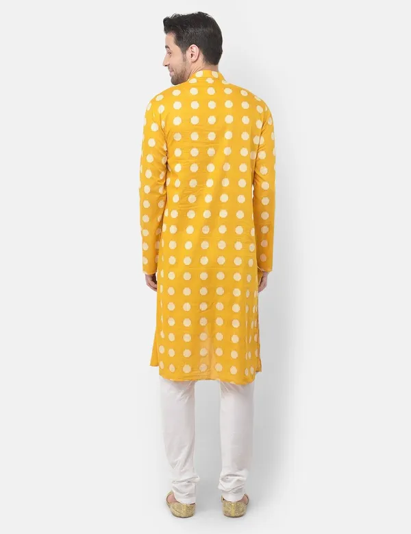 Tabard_Men_Printed_Frontslit_Kurta_(Yellow)